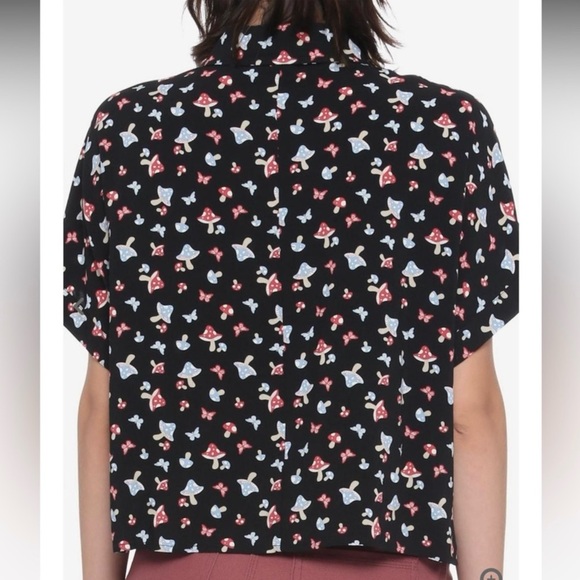 HOT TOPIC Boxy Camp Shirt Short Sleeve Button-Up Top Mushroom 2XL - Picture 8 of 9